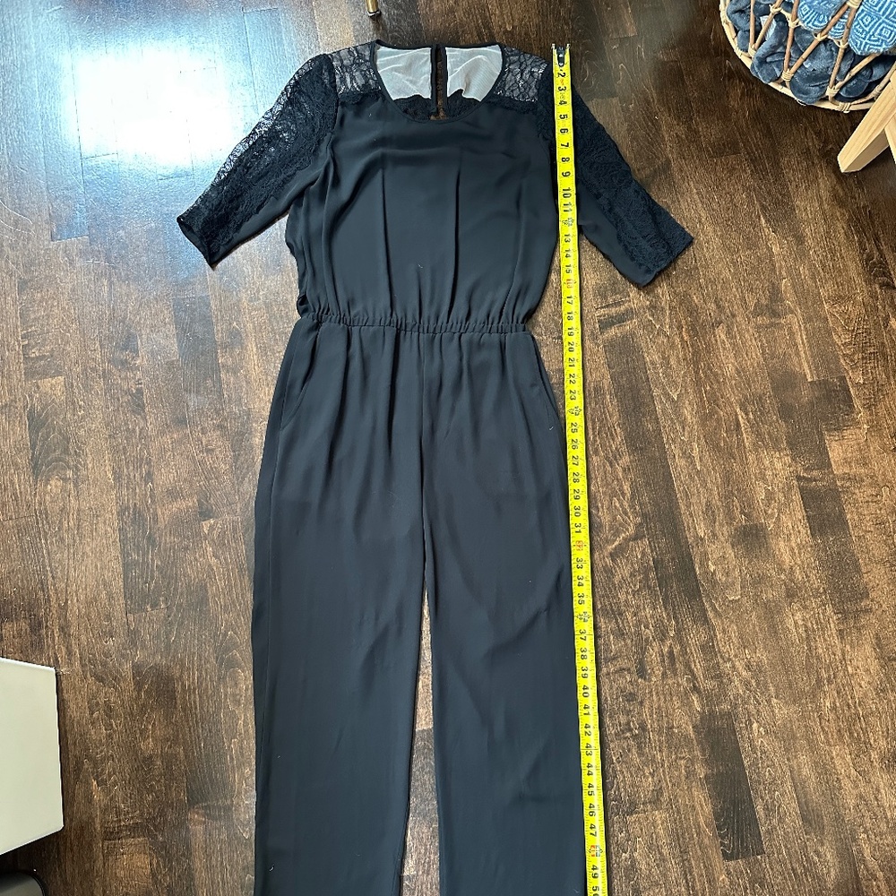 BCBGMAXAZRIA Black Lace Jumpsuit, size S